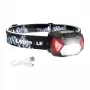 LEPRO 320014 USB įkraunamas LED žibintuvėlis su CREE XPE prožektoriumi, COB pločio šviesa, raudona šviesa, IPX4 atsparus vandeniui, 300 liumenų, 1200mAh baterija, reguliuojama elastinė juosta - juoda