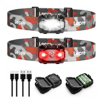 LEPRO 320023-2 USB įkraunamas LED priekinis žibintas, 300 liumenų, 6 režimai, IPX4, 2 vnt.