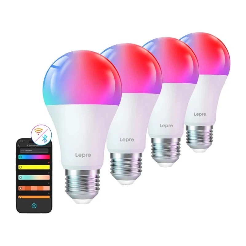 LEPRO B2 E27 Wi-Fi LED lemputė Smart RGB+CCT 9W (60W atitikmuo) 806lm Reguliuojama balta 2700K-6500K