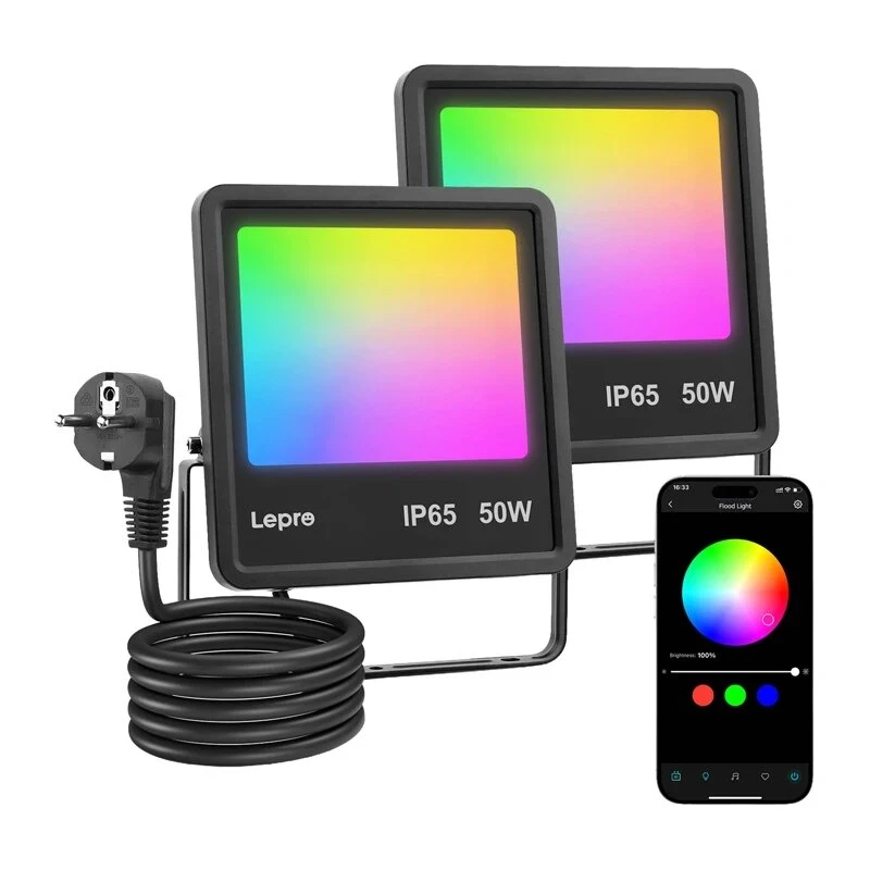 Lepro F1 50W LED prožektorius IP65 5000Lm 5000K dienos šviesa, montuojamas ant sienos
