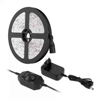 LEPRO PR4100067-WW-EU 5m LED juosta šiltai balta 3000K 300 LED SMD 2835 12W 1000lm su reguliuojamu ryškumu ir EU kištuku