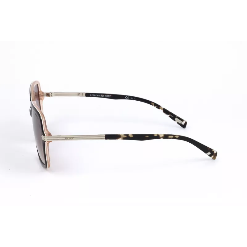 LEVI'S LV-5018-S-MS5 Moteriški stačiakampiai akiniai nuo saulės - Havana/Vėžlio šarvo acetato rėmelis, rudi polikarbonatiniai lęšiai, UV400 apsauga, 54/20/145 mm