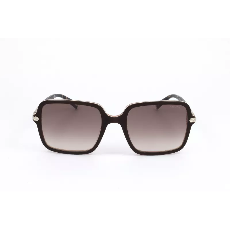 LEVI'S LV-5018-S-MS5 Moteriški stačiakampiai akiniai nuo saulės - Havana/Vėžlio šarvo acetato rėmelis, rudi polikarbonatiniai lęšiai, UV400 apsauga, 54/20/145 mm