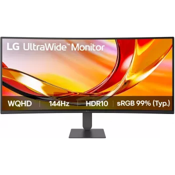 LG 34U620B-B 34 colių UltraWide WQHD VA lenktas žaidimų monitorius, 3440x1440, 144Hz, 5ms, HDR10, FreeSync Premium, 2x HDMI, DisplayPort, juodas