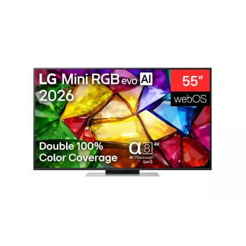 LG 55MRGB87B3B 55 inch 4K QNED Mini LED Smart TV su α7 Gen6 AI procesoriumi, webOS 23, 120Hz, 4x HDMI 2.1