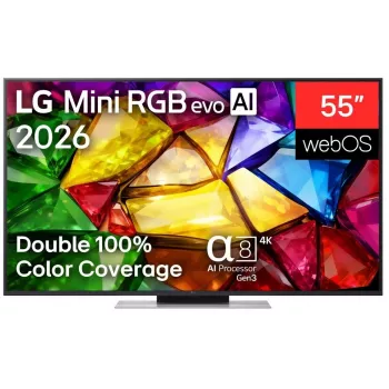 LG 55MRGB87B3B 55 inch 4K QNED Mini LED Smart TV su α7 Gen6 AI procesoriumi, webOS 23, 120Hz, 4x HDMI 2.1