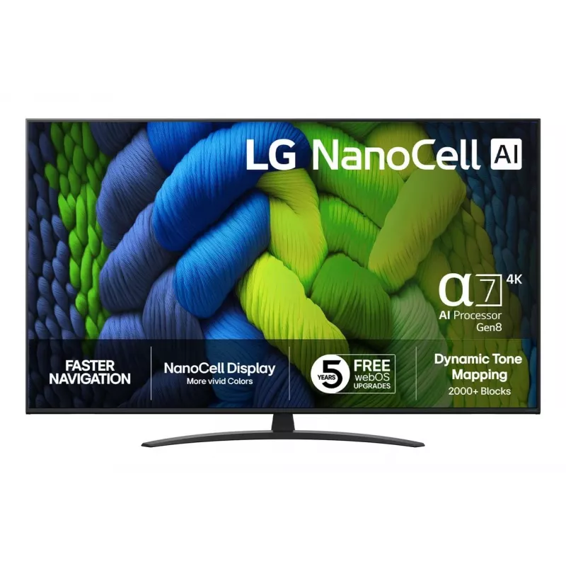 LG 65NANO82A6B 65 colių 4K NanoCell išmanusis televizorius su webOS, HDR10 Pro, α5 Gen5 AI procesoriumi 4K