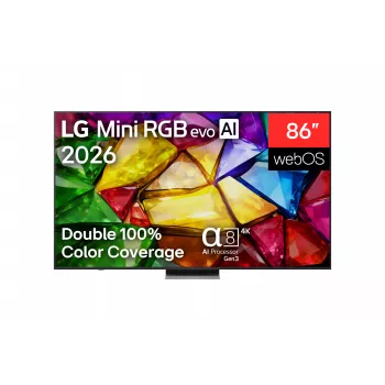 LG 86MRGB87B3B 86 colių 4K UHD išmanusis televizorius su Mini LED (Mini RGB) technologija, webOS 23, α7 AI procesorius 4K Gen6, juodos spalvos