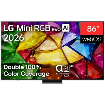 LG 86MRGB87B3B 86 colių 4K UHD išmanusis televizorius su Mini LED (Mini RGB) technologija, webOS 23, α7 AI procesorius 4K Gen6, juodos spalvos