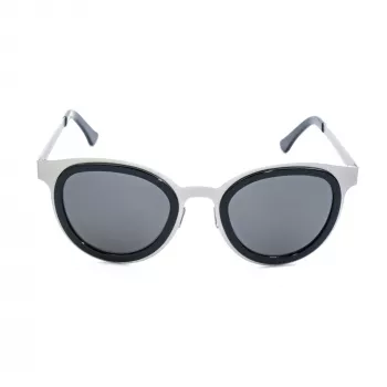LGR FELI-SILVER01 Unisex akiniai nuo saulės - sidabrinis acetatinis rėmelis, pilki polikarbonatiniai lęšiai, UV400 apsauga, 47/24/145 mm