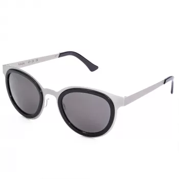 LGR FELI-SILVER01 Unisex akiniai nuo saulės - sidabrinis acetatinis rėmelis, pilki polikarbonatiniai lęšiai, UV400 apsauga, 47/24/145 mm