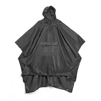 Lifeventure Travel Rain Poncho – vandeniui atsparus ripstop nailonas, juoda, vienas dydis
