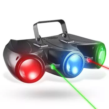 LIGHT4ME AIRSHIP 3 kelių efektų šviestuvas 2-in-1, Derby, Stroboskopas, Lazeris, UV, DMX, IR nuotolinis valdymas