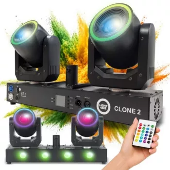 LIGHT4ME CLONE 2 3-in-1 Multieffect Lighting Fixture - Derby, Strobe, Laser su DMX ir IR nuotolinio valdymo pultu