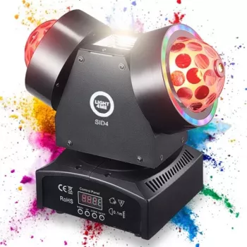 LIGHT4ME SID4 4-in-1 judantis daugiaefektis šviestuvas su spinduliu, plovimu, raudonu/žaliu lazeriu ir stroboskopu