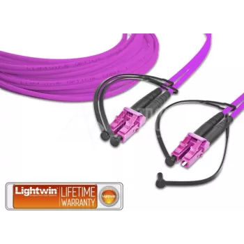 Lightwin LDP-50 LC-LC 2m OM4 daugiamodis optinis pataisos kabelis, dvigubas, LSZH aqua LDP-50 LC-LC 2.0 OM4