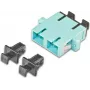 Lightwin LKUP DSC-DSC MM OM3 dvigubas SC šviesolaidinis sujungiklis, keraminė įvorė, metalinis korpusas, aqua spalvos, skydinis montavimas
