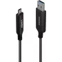 LINDY 10m USB 3.2 Gen 1 Type A į C šviesolaidinis hibridinis kabelis - juodas