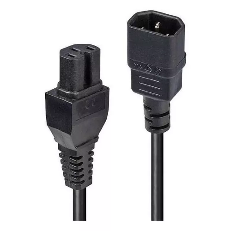 LINDY 1m C14 į C15 karštojo režimo maitinimo laidas - IEC C14 kištukas į C15 lizdą, H05VV-F, 10A, 250V, juodos spalvos
