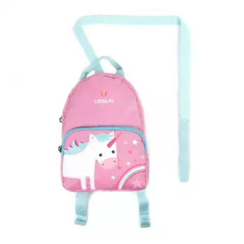 LittleLife Toddler Backpack Face Unicorn 2L vaikiška kuprinė su nuimamu apsauginiu pavadėliu