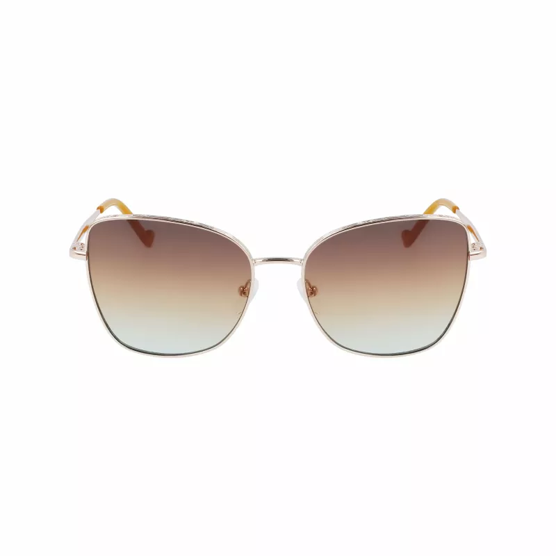 LIU JO Moteriški akiniai nuo saulės 46591-717 Havana Acetate Square Frame Brown Gradient Lens 55/17/140 mm