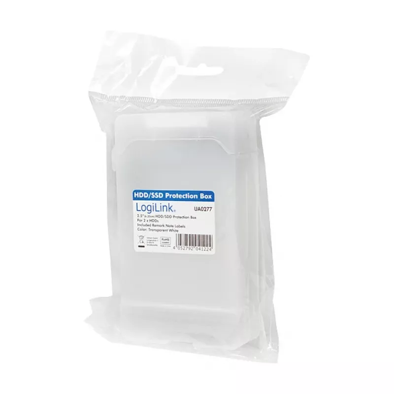 LogiLink 2.5 colių HDD apsauginė dėžutė 2 HDD/SSD, balta