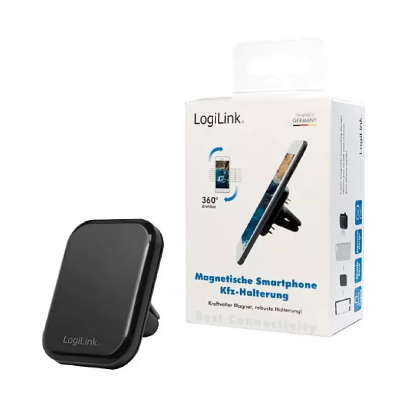LogiLink AA0114 Magnetinis laikiklis automobiliui ant ventiliacijos grotelių, 360° sukimasis, universalus, juodas