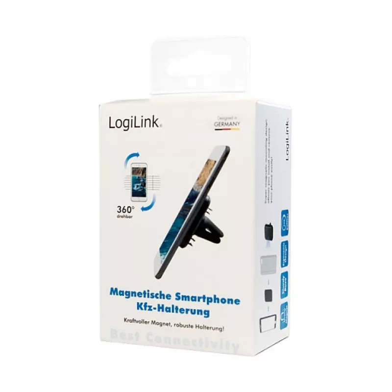 LogiLink AA0114 Magnetinis laikiklis automobiliui ant ventiliacijos grotelių, 360° sukimasis, universalus, juodas