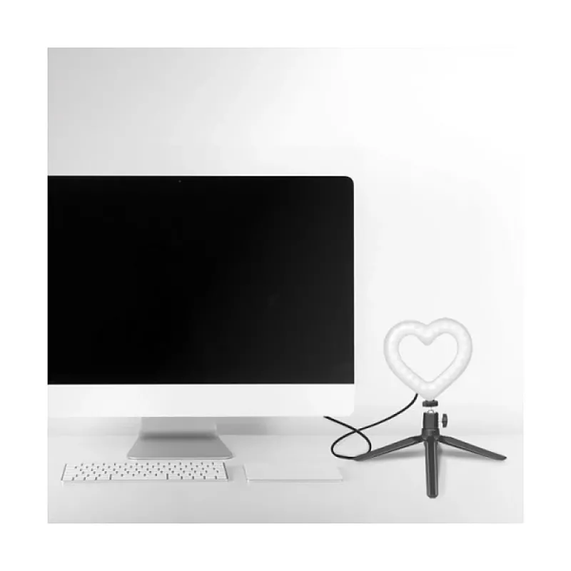 LOGILINK AA0155 LED žiedinė šviesa širdies formos su trikojais, 20,5 cm, 10 ryškumo lygių, 3000K-6000K, USB-A