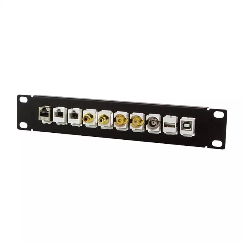 LogiLink ACT108 10 prievadų Keystone komutacinė plokštė, 10 colių stovas, 1U, juoda