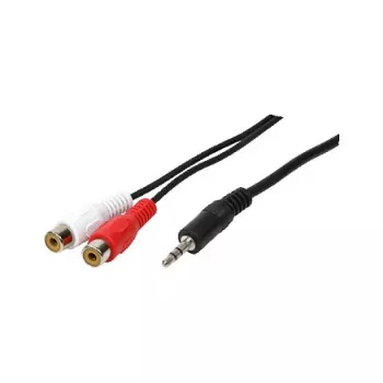 LogiLink garso laidas, 3,5 mm 3 kontaktų kištukas į 2x RCA lizdą, juodas, 0,2 m