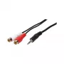 LogiLink garso laidas, 3,5 mm 3 kontaktų kištukas į 2x RCA lizdą, juodas, 0,2 m