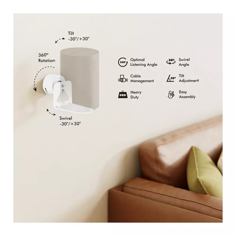 LogiLink BP0207W Speaker Wall Mount, skirtas Sonos Era 100 ir Era 300, baltas, max 5 kg
