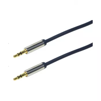 LogiLink CA10030 Premium 3.5mm TRS kištukas į kištuką garso kabelis, Metalinės jungtys, Mėlyna, 0.3m