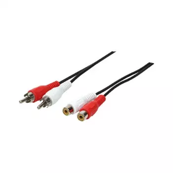 LogiLink CA1037 garso prailginimo laidas, 2x RCA kištukas į 2x RCA lizdą, 5 m, juodos spalvos