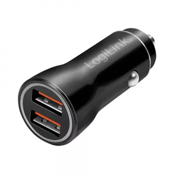 LogiLink PA0285 2 prievadų USB automobilinis įkroviklis 10.5W, LED apšvietimas, juodas