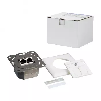 Logilink Cat.6 Wall Outlet 2xRJ45 STP, Horizontal, Signal White