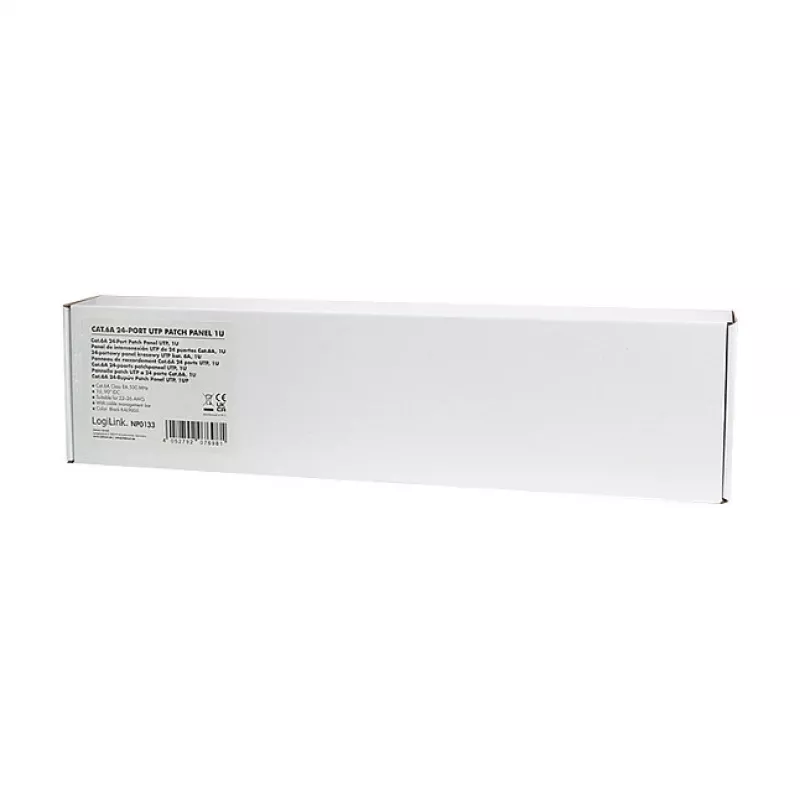 LogiLink Cat.6A komutacinė plokštė 24 prievadų UTP, 1U, 90° IDC