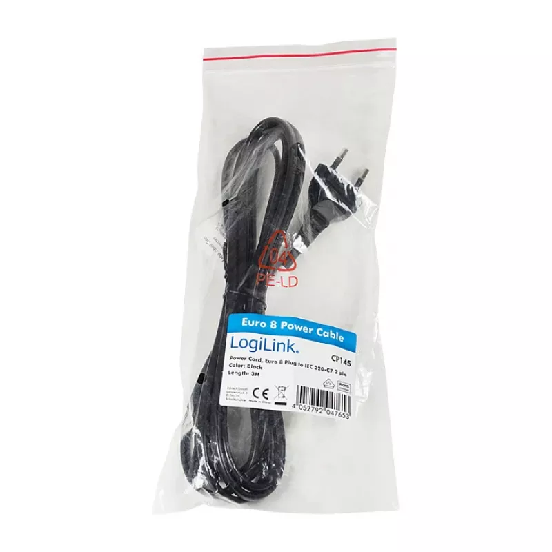 LogiLink CP145 maitinimo laidas Europlug į IEC C7 1,8 m juodas