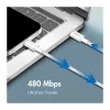 LogiLink CU0320 USB 2.0 Type-C laidas, USB-A į USB-C, 480 Mbps, 60W, nailono pynė, baltas, 0,5 m