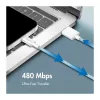 LogiLink CU0329 USB 2.0 Type-C laidas, A/M į C/M, 480 Mbps, 60W, nailonas, mėlynas, 0,5 m