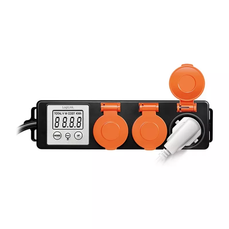 LogiLink Energijos sąnaudų matuoklis su 3 lauko lizdais, IP44, Schuko, 3680 W