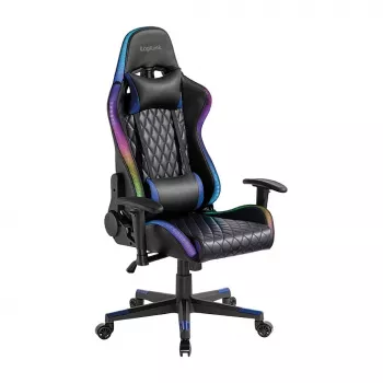 LogiLink EO0076 Žaidimų kėdė su RGB apšvietimu, juosmens atrama, juoda/mėlyna
