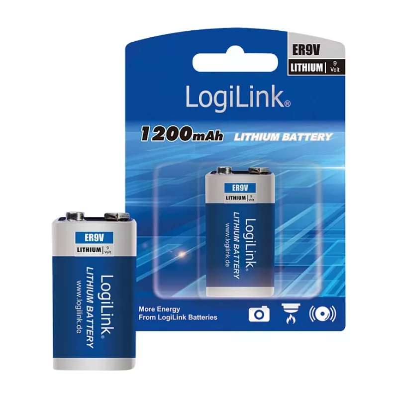 LOGILINK ER9VLIB 9V ličio baterija (1 vnt., lizdinė pakuotė) – 1200 mAh, neįkraunama, PP3