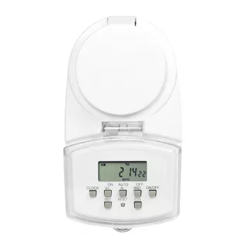 LOGILINK ET0008 lauko skaitmeninis laikmatis - IP44, 10 ON/OFF programų, 16A/3680W, Schuko (F tipas), juoda/pilka