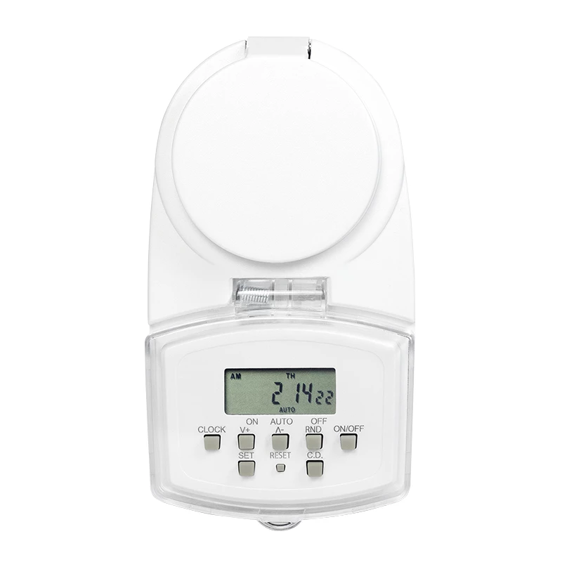 LOGILINK ET0008 lauko skaitmeninis laikmatis - IP44, 10 ON/OFF programų, 16A/3680W, Schuko (F tipas), juoda/pilka