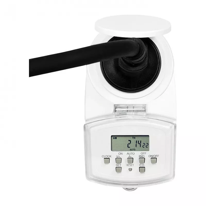 LOGILINK ET0008 lauko skaitmeninis laikmatis - IP44, 10 ON/OFF programų, 16A/3680W, Schuko (F tipas), juoda/pilka