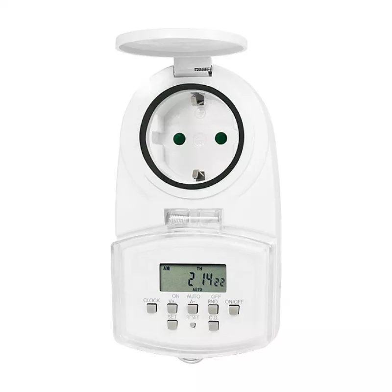 LOGILINK ET0008 lauko skaitmeninis laikmatis - IP44, 10 ON/OFF programų, 16A/3680W, Schuko (F tipas), juoda/pilka