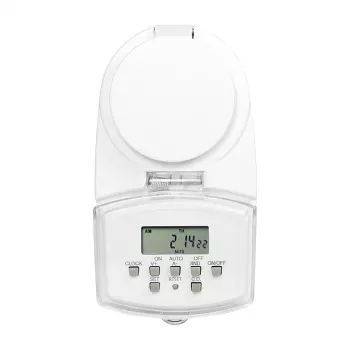 LOGILINK ET0008 lauko skaitmeninis laikmatis - IP44, 10 ON/OFF programų, 16A/3680W, Schuko (F tipas), juoda/pilka