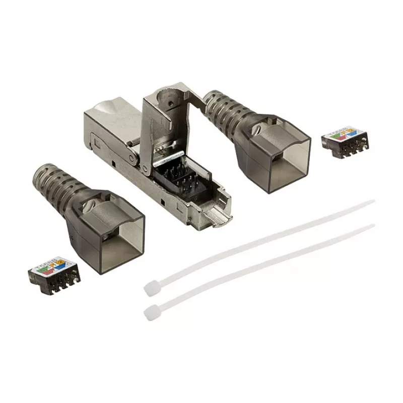 LogiLink lauko gnybtų RJ45 jungtis Cat.6A STP 10G, be įrankių IDC, cinko liejinys, AWG 22-26, sidabrinė